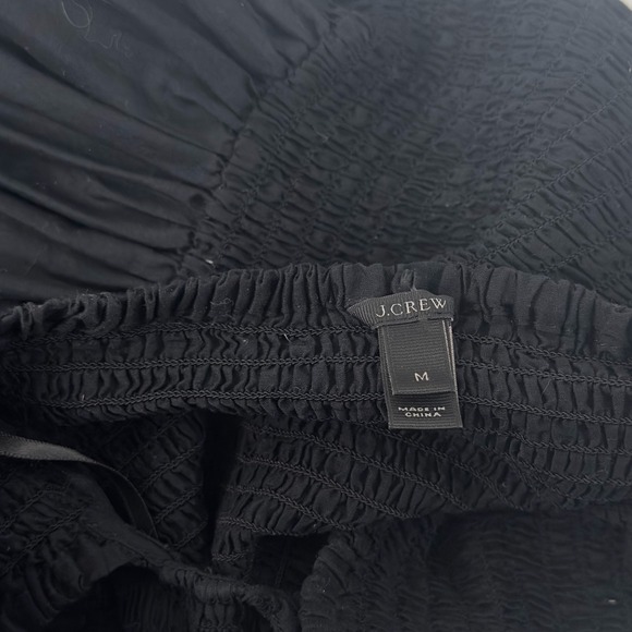 J.Crew Black Smocked Cotton Midi Dress Wide Strap Summer Size M - Picture 3 of 8